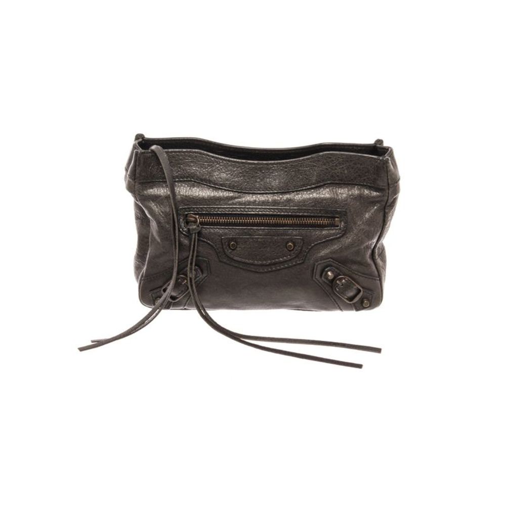 Balenciaga Black Leather Zip City Clutch